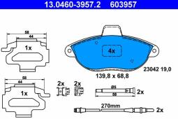KLOCKI HAM./PRZ/ FIAT SCUDO /BDX/ ATE-HAM 13.0460-3957.2