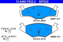 KLOCKI HAM./PRZ/ VW GOLF II 19,7mm ATE-HAM 13.0460-7032.2
