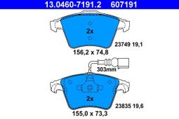 KLOCKI HAM./PRZ/ VW TOUAREG 2,5TDI 02- ATE-HAM 13.0460-7191.2