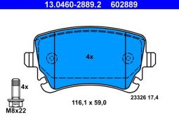 KLOCKI HAM./TYŁ/ AUDI A6 1,8-2,7 04- ATE-HAM 13.0460-2889.2