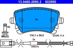 KLOCKI HAM./TYŁ/ VW PHAETON 3,2-6,0 W12 -2 ATE-HAM 13.0460-2890.2