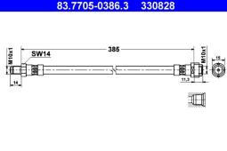PRZEWÓD HAM./PRZ/ CHRYSLER PT CRUISER   05- /L+P/ ATE-HAM 83.7705-0386.3