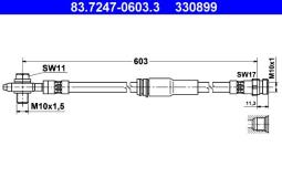 PRZEWÓD HAM./PRZ/ VW PASSAT 05-06 /L+P/ ATE-HAM 83.7247-0603.3