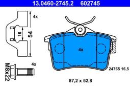 KLOCKI HAM./TYŁ/ PEUGEOT 308 1,4-1,6 16V 07- ATE-HAM 13.0460-2745.2