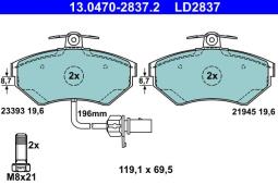 KLOCKI HAM./PRZ/ AUDI A4 1,9TDI 00-     /CERAMIC/ ATE-HAM 13.0470-2837.2