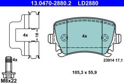 KLOCKI HAM./TYŁ/ AUDI A3,A6 03- /CERAMIC/ ATE-HAM 13.0470-2880.2