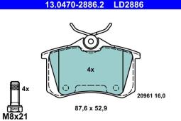 KLOCKI HAM./TYŁ/ AUDI A4 01- /CERAMIC/ ATE-HAM 13.0470-2886.2