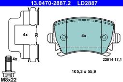 KLOCKI HAM./TYŁ/ AUDI A3,A6 03- /CERAMIC/ ATE-HAM 13.0470-2887.2