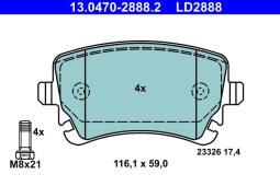 KLOCKI HAM./TYŁ/ AUDI A6 1,8-2,7 04-    /CERAMIC/ ATE-HAM 13.0470-2888.2