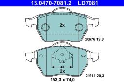 KLOCKI HAM./PRZ/ AUDI A4 98- /BEZ CZUJNIKA/ /CERAMIC/ ATE-HAM 13.0470-7081.2