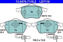 KLOCKI HAM./PRZ/ AUDI A6 97- /CZUJNIK D X 2/ /CERAMIC/ ATE-HAM 13.0470-7110.2