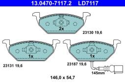 KLOCKI HAM./PRZ/ VW GOLF IV /+CZUJNIK/  /CERAMIC/ ATE-HAM 13.0470-7117.2