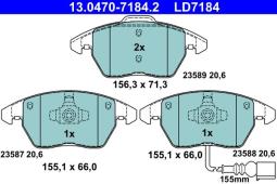 KLOCKI HAM./PRZ/ VW CADDY AUDI A3       GOLF V 03- /CERAMIC/ ATE-HAM 13.0470-7184.2
