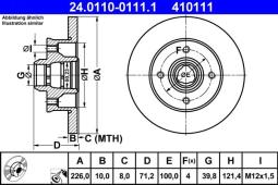 TARCZA HAM./TYŁ/ VW GOLF @226X10 ATE-HAM 24.0110-0111.1