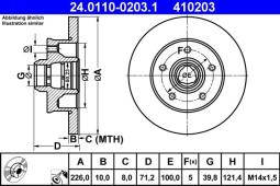TARCZA HAM./TYŁ/ VW CORRADO 2,9 VR6     @226X10 ATE-HAM 24.0110-0203.1