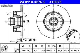 TARCZA HAM./TYŁ/ VW GOLF @226X10 ATE-HAM 24.0110-0275.2