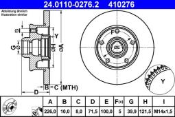 TARCZA HAM./TYŁ/ VW CORRADO 2,9 VR6     @226X10 ATE-HAM 24.0110-0276.2