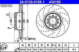 TARCZA HAM./PRZ/ AUDI A4 2,0TFSI 05-07 @20X30 ATE-HAM 24.0130-0185.1