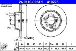 TARCZA HAM./TYŁ/ VW SHARAN 95- @268X10 ATE-HAM 24.0110-0223.1