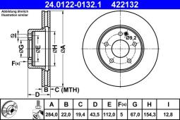 TARCZA HAM./PRZ/ DB 202 @284X22 ATE-HAM 24.0122-0132.1