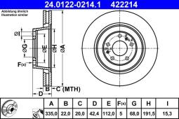 TARCZA HAM./TYŁ/ AUDI A8 3,0-4,2 06- @335X22 ATE-HAM 24.0122-0214.1