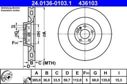 TARCZA HAM./PRZ/ AUDI A8 02- ATE-HAM 24.0136-0103.1