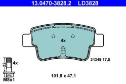 KLOCKI HAM./TYŁ/ FIAT GRANDE PUNTO 05-  /CERAMIC/ ATE-HAM 13.0470-3828.2