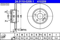 TARCZA HAM./TYŁ/ ALFA ROMEO 156 99-     @251X10 ATE-HAM 24.0110-0209.1