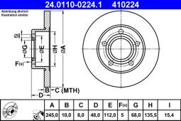 TARCZA HAM./TYŁ/ VW PASSAT 97- @245X10  /4WD/ ATE-HAM 24.0110-0224.1