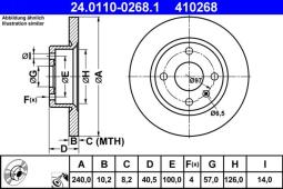 TARCZA HAM./TYŁ/ OPEL CORSA C 00- @240X10 ATE-HAM 24.0110-0268.1