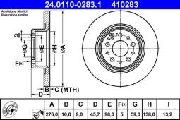 TARCZA HAM./TYŁ/ ALFA ROMEO 156 02-05   @276X10 ATE-HAM 24.0110-0283.1