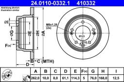 TARCZA HAM./TYŁ/ KIA CEED 1,6CRDI 12- @262X10 ATE-HAM 24.0110-0332.1