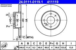 TARCZA HAM./PRZ/ FIAT PUNTO @241X11 ATE-HAM 24.0111-0119.1