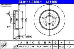 TARCZA HAM./TYŁ/ FORD FOCUS C-MAX 04-   @265X10 ATE-HAM 24.0111-0155.1