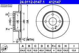 TARCZA HAM./PRZ/ MAZDA 121 91-96 1,3-1,5 16V @235X12 ATE-HAM 24.0112-0147.1