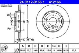TARCZA HAM./TYŁ/ AUDI 1,8-2,0TDI 04-    @288X12 ATE-HAM 24.0112-0166.1