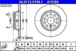 TARCZA HAM./TYŁ/ VW PASSAT 05-          @282X12 ATE-HAM 24.0112-0169.1