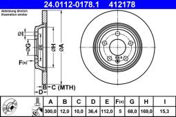 TARCZA HAM./TYŁ/ AUDI A4 2,0TFSI 09- @300X12 ATE-HAM 24.0112-0178.1