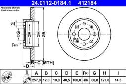 TARCZA HAM./PRZ/ OPEL CORSA D 1,0 06-   @257X22 /PEŁNA/ ATE-HAM 24.0112-0184.1