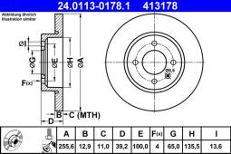 TARCZA HAM./PRZ/ VW PASSAT 88- 1,6-1,9D @256X13 ATE-HAM 24.0113-0178.1