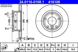 TARCZA HAM./PRZ/ VW T4 1,9D-2,0 14      @260X16 ATE-HAM 24.0116-0108.1