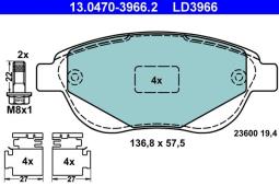 KLOCKI HAM./PRZ/ PEUGEOT 307 2,0HDI 01- /CERAMIC/ ATE-HAM 13.0470-3966.2
