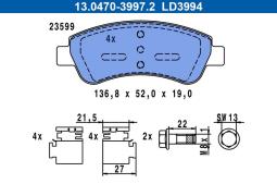 KLOCKI HAM./PRZ/ CITROEN XSARA 1,4-2,0HDI 01- /CERAMIC/ ATE-HAM 13.0470-3994.2