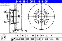 TARCZA HAM./PRZ/ VW T4 1,9D-2,0 15      @282X18 ATE-HAM 24.0118-0105.1
