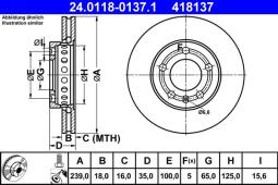 TARCZA HAM./PRZ/ SKODA FABIA 1,0-1,2 99-@239X18 ATE-HAM 24.0118-0137.1