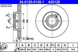 TARCZA HAM./PRZ/ VW PASSAT 88- 1,8-2,0  @256X20 ATE-HAM 24.0120-0128.1