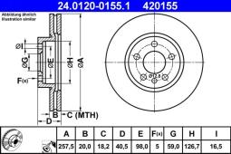 TARCZA HAM./PRZ/ FIAT SCUDO,CITROEN     JUMPY @257X20 ATE-HAM 24.0120-0155.1