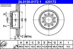 TARCZA HAM./TYŁ/ AUDI V8 -93 @269X20 ATE-HAM 24.0120-0172.1