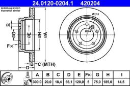 TARCZA HAM./TYŁ/ BMW 1 2,0-3,0 07- @300X20 ATE-HAM 24.0120-0204.1
