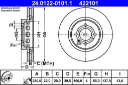 TARCZA HAM./PRZ/ VW CORRADO 88-93 @280X22 ATE-HAM 24.0122-0101.1